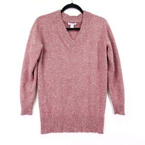 Athleta Vital Wool Cashmere V-Neck Tunic Sweater Pullover Red Women's XS